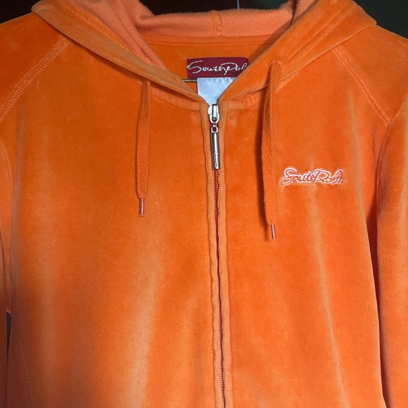 Orange y2k velour zip up - Picture 4 of 4